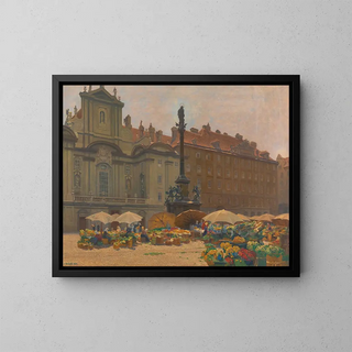 Hans Wilt - Am Hof Kirche Kriegsministerium und Mariensule mit Blumenmarkt.webp