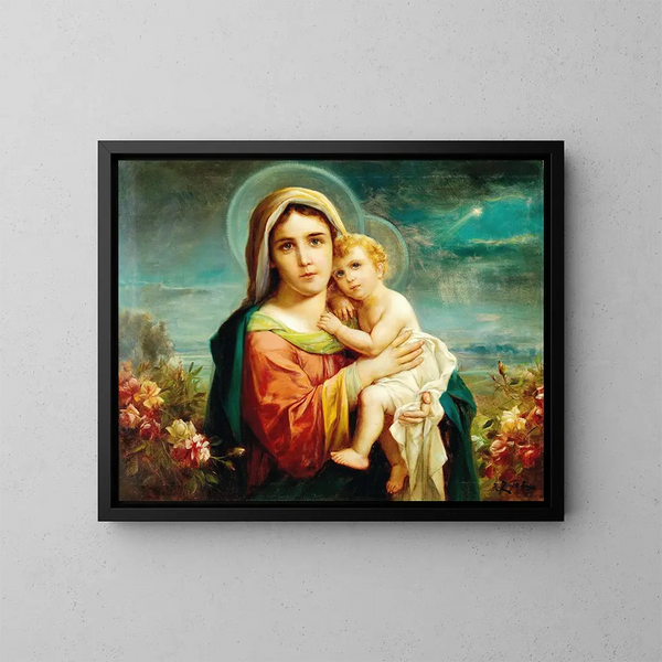 van het Madonna en Kind - Hans Zatzka — ingelijst kunstwerk aan de muur