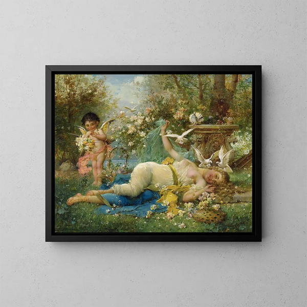 Venus en Cupido - Hans Zatzka — ingelijst kunstwerk aan de muur
