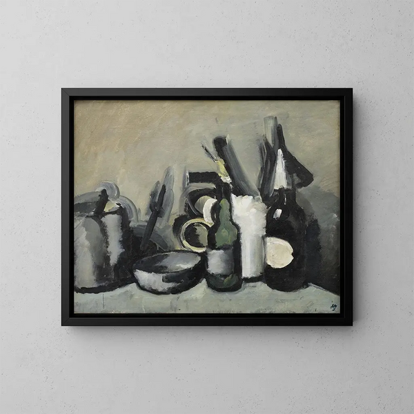 Natuurstudie met fles - Harald Giersing — ingelijst kunstwerk aan de muur