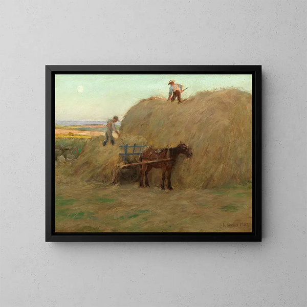 Construire le foin - Harold Harvey — ingelijst kunstwerk aan de muur