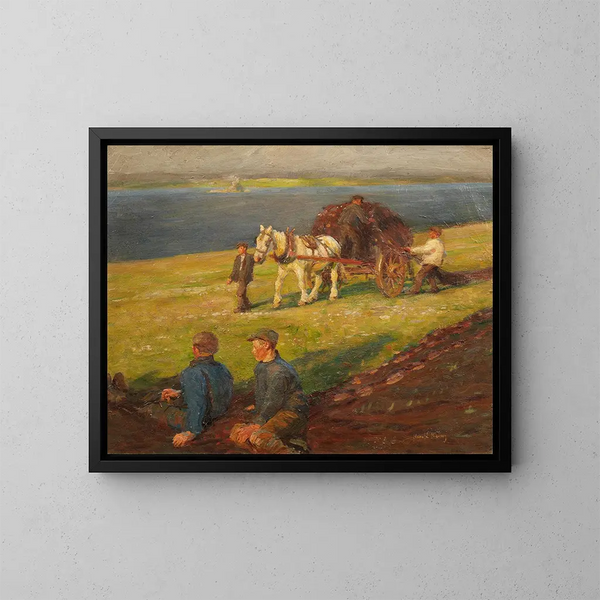 Het uitrekken van de netten - Harold Harvey — ingelijst kunstwerk aan de muur
