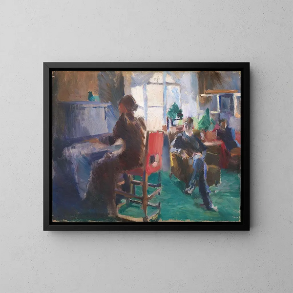 op piano - Harriet Backer — ingelijst kunstwerk aan de muur