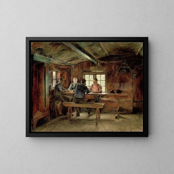 De Kaartspelers - Harriet Backer — ingelijst kunstwerk aan de muur