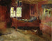 Binnenhuis van boerderij in Strlsjhaugen - Harriet Backer — weergave van het kunstwerk