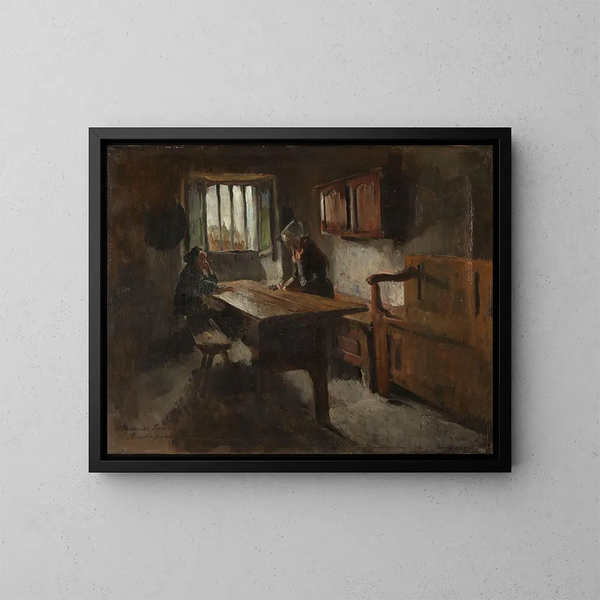 Binnenkant van boerderij in Rochefort-en-Terre, Bretagne - Harriet Backer — ingelijst kunstwerk aan de muur