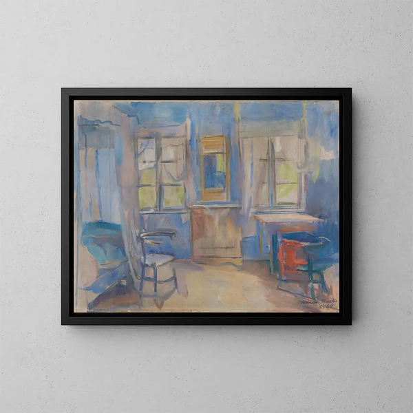Binnenkant van Einabu in Foldal - Harriet Backer — ingelijst kunstwerk aan de muur