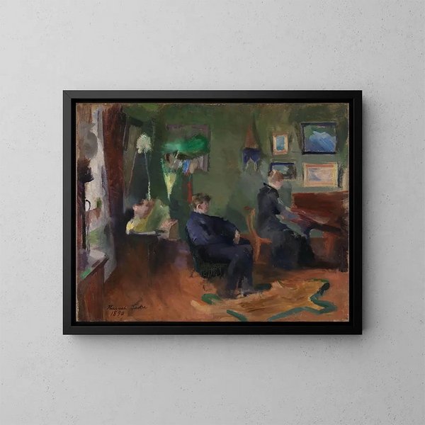 Muziek binnenkant van Kristiania - Harriet Backer — ingelijst kunstwerk aan de muur