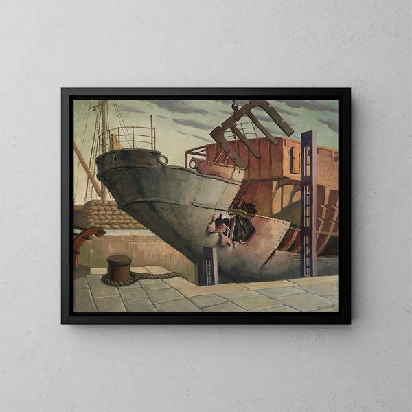 van het Britse kanselier in droogdok in Falmouth, oktober 1940 - Harry Morley — ingelijst kunstwerk aan de muur