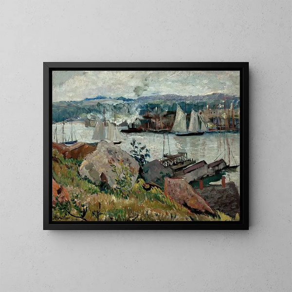 Haven van Gloucester, Massachusetts - Hayley Lever — ingelijst kunstwerk aan de muur