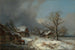 van Rue de Village en Hiver avec Abreuvoir - Heinrich Bürkel — weergave van het kunstwerk