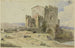 Ponte Nomentano bij Rome - Heinrich Bürkel — weergave van het kunstwerk