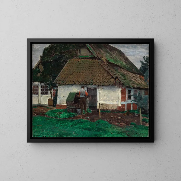 Oude hut schilderij - Heinrich Hermanns — ingelijst kunstwerk aan de muur