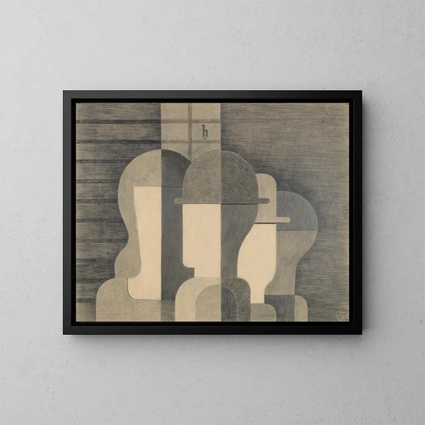 Groep - Heinrich Hoerle — ingelijst kunstwerk aan de muur