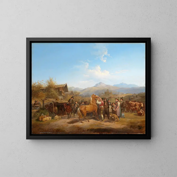 van het Tiroler paardenmarkt - Heinrich Marr — ingelijst kunstwerk aan de muur