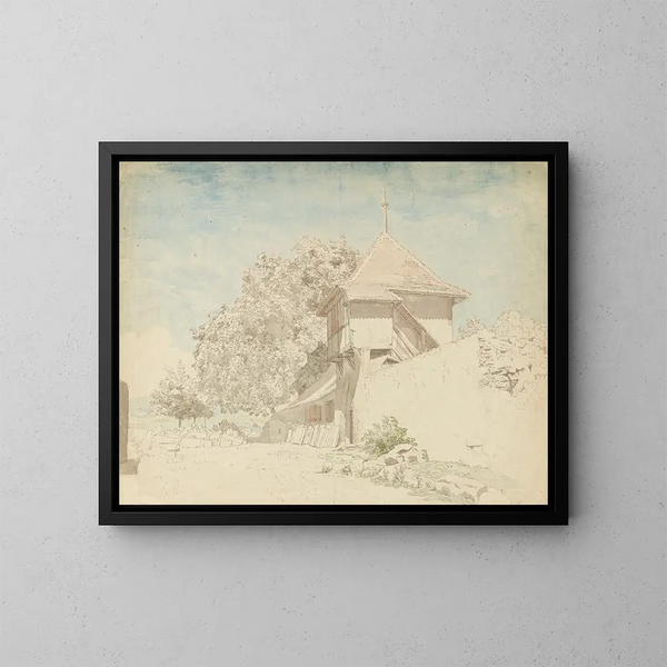 uitzicht nabij Erlach - Heinrich Rieter — ingelijst kunstwerk aan de muur