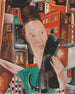 Vrouw en zwarte kat in de nacht: Portret van Ingeborg Stegemann - Heinrich Stegemann — weergave van het kunstwerk