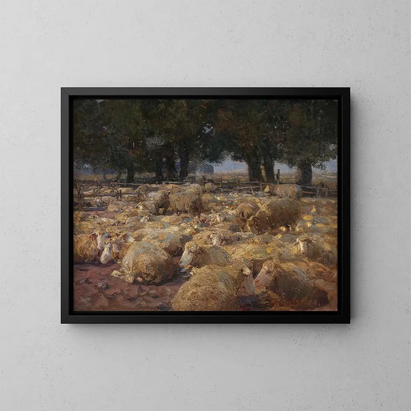 van Heidemoor schaapstuin - Heinrich von Zügel — ingelijst kunstwerk aan de muur