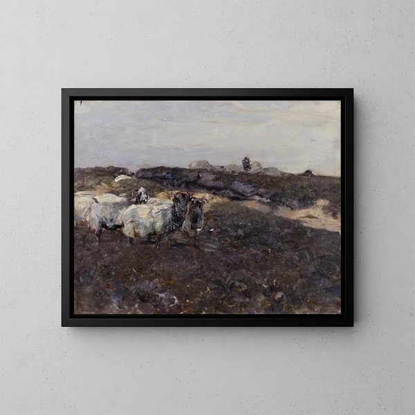 Schapen op de heide - Heinrich von Zügel — ingelijst kunstwerk aan de muur