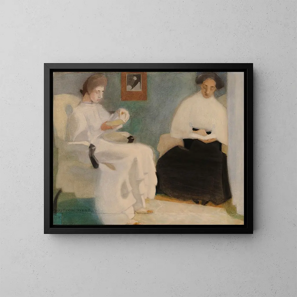 Meisjes die lezen - Helene Schjerfbeck — ingelijst kunstwerk aan de muur
