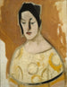 De waarzegster in gele jurk - Helene Schjerfbeck — weergave van het kunstwerk