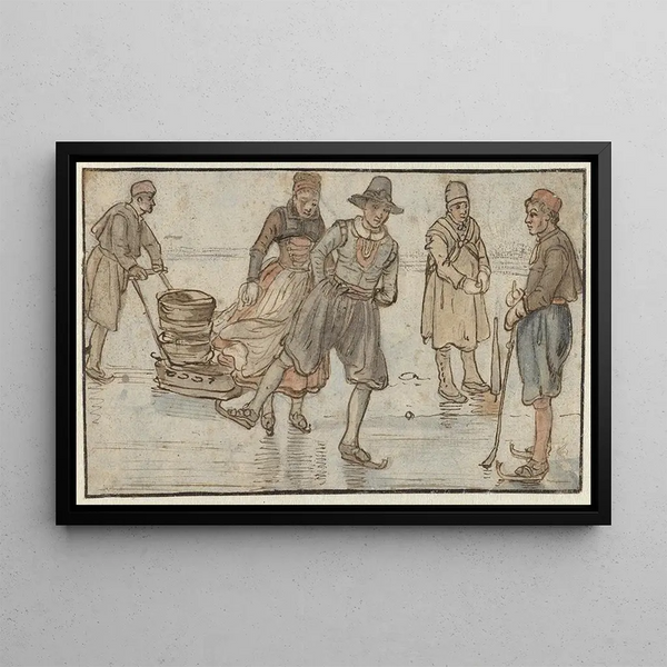 Hendrick Avercamp - Skaters on the Ice a Man Pushing a Sledge and a Kolfplayer.webp