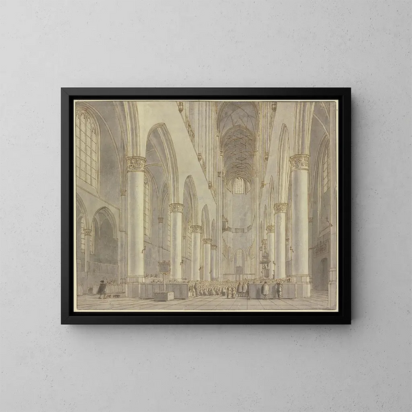 van het uitzicht op de Sint-Bavokerk in Haarlem - Hendrick Cornelisz van Vliet — ingelijst kunstwerk aan de muur