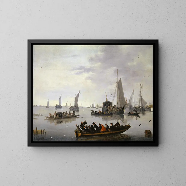 Feestelijke ontvangst van een staatsjacht - Hendrick de Meijer — ingelijst kunstwerk aan de muur