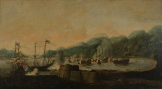 Hendrick van Anthonissen - A Dutch Squadron under the Command of Cornelis Simonsz van der Veer Carrying Out a Surprise Attack on Three Portuguese Galleons in the Bay of Goa Velha.webp