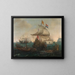 Scheepvaart van Nederlandse schepen die Spaanse galjoenen raken voor de Engelse kust, 3 oktober 1602 - Hendrik Cornelisz Vroom — ingelijst kunstwerk aan de muur