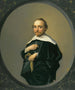 Portret van een man met baard, dragend een zwart jas met grote witte kraag, die een paar handschoenen vasthoudt - Hendrik Gerritsz. Pot — weergave van het kunstwerk
