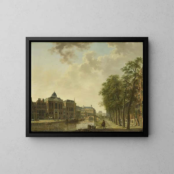 Uitzicht op de Houtmarkt in Amsterdam - Hendrik Keun — ingelijst kunstwerk aan de muur