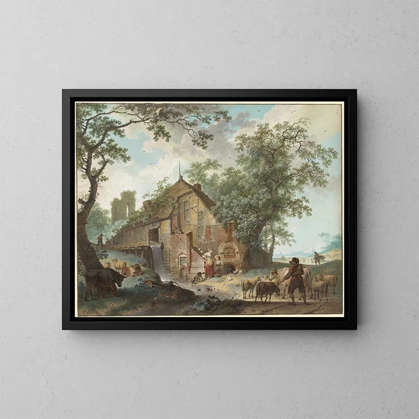 Een zomerscène - Hendrik Meyer — ingelijst kunstwerk aan de muur