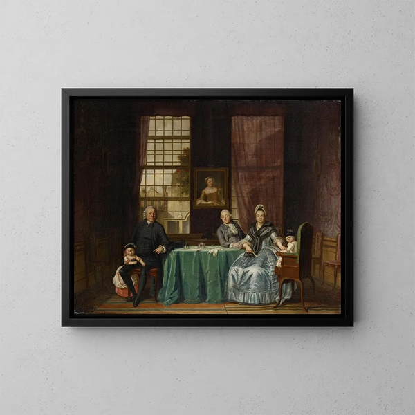 Gezinsgroep in een interieur - Hendrik Pothoven — ingelijst kunstwerk aan de muur