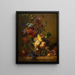 Natuurschilderij met dahlia's, stokrozen en andere bloemen in een glazen vaas - Hendrik Reekers — ingelijst kunstwerk aan de muur