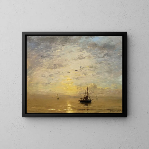 Zeilvaart schilderij - Hendrik Willem Mesdag — ingelijst kunstwerk aan de muur