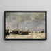 Landscape of Polder with Frozen Boats - Hendrik Willem Mesdag — framed artwork on a wall