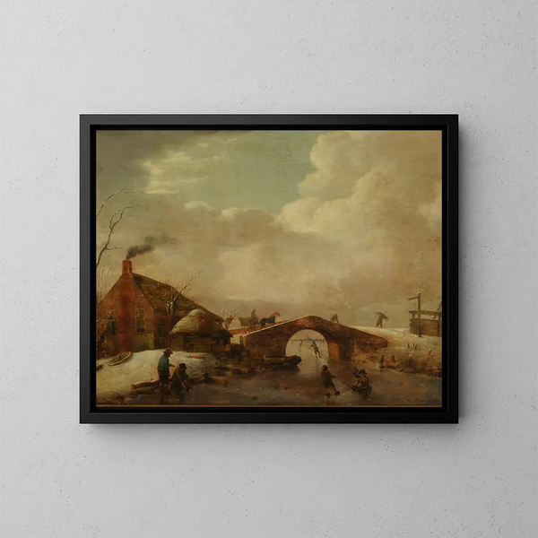 Winterlandschap - Hendrik Willem Schweickhardt — ingelijst kunstwerk aan de muur