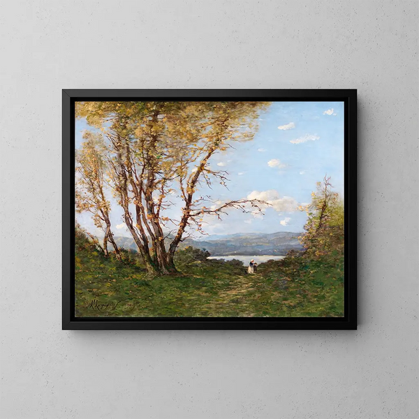 Een landschap - Henri-Joseph Harpignies — ingelijst kunstwerk aan de muur