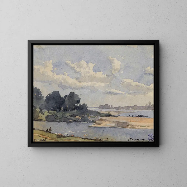 Rivieroevers - Henri-Joseph Harpignies — ingelijst kunstwerk aan de muur