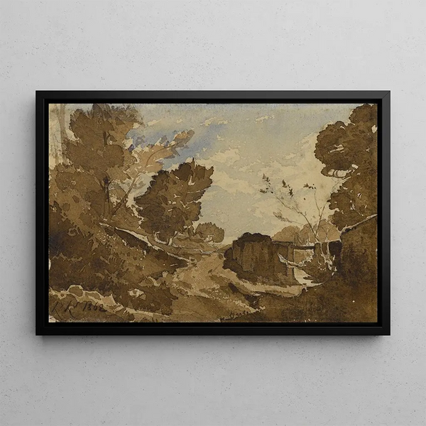 HenriJoseph Harpignies - Foss avec un petit pont.webp