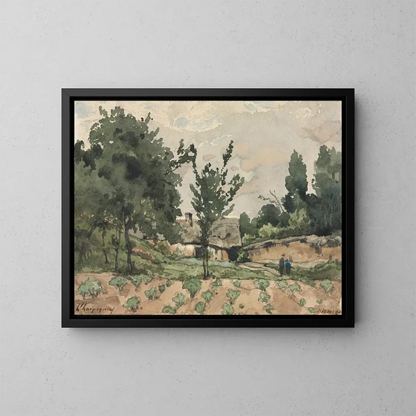 Landschap met boerderij - Henri-Joseph Harpignies — ingelijst kunstwerk aan de muur