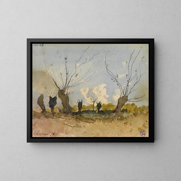 De treurwilgen - Henri-Joseph Harpignies — ingelijst kunstwerk aan de muur