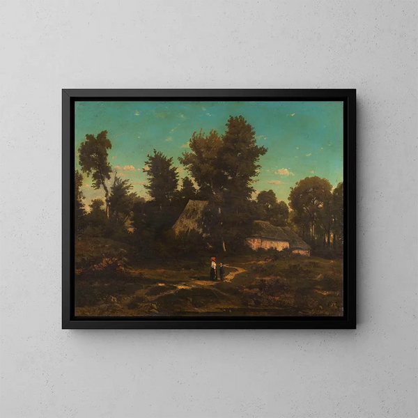 Landschap met boerderijen - Henri-Joseph Harpignies — ingelijst kunstwerk aan de muur
