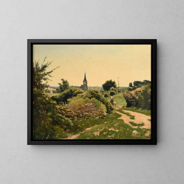 Tijd van de zon in Saint-Priv - Henri-Joseph Harpignies — ingelijst kunstwerk aan de muur