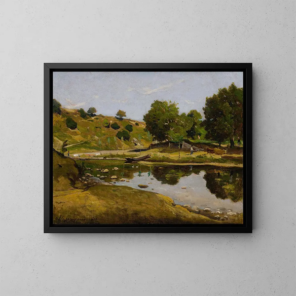 La Loire à Nevers - Henri-Joseph Harpignies — ingelijst kunstwerk aan de muur