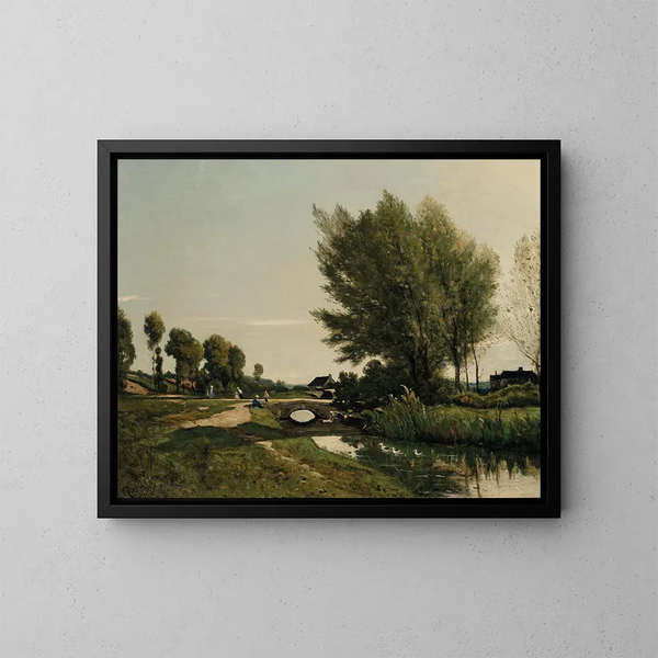 Een uitzicht bij Saint-Priv - Henri-Joseph Harpignies — ingelijst kunstwerk aan de muur