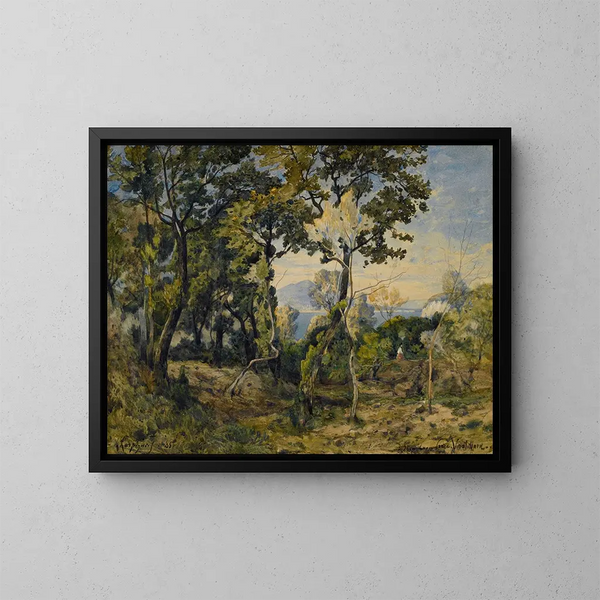 Villefranche - Henri-Joseph Harpignies — ingelijst kunstwerk aan de muur