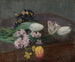 Jacinthen, tulpen en viooltjes gelegd op een tafel - Henri Fantin-Latour — weergave van het kunstwerk