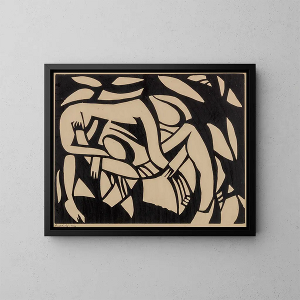 De worstelaars - Henri Gaudier-Brzeska — ingelijst kunstwerk aan de muur